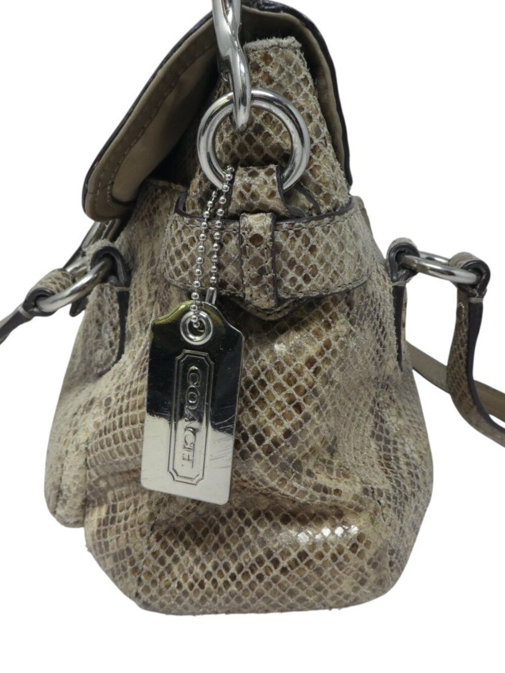 Coach Campbell F27895 Snakeskin Print Leather Satchel Shoulder Bag Purse - Picture 5 of 13